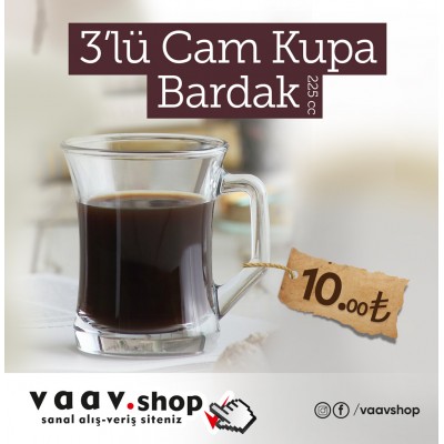 3 Lü Cam Kupa Bardak Seti-Kampanya
